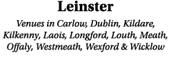 Leinster Venues in Carlow, Dublin, Kildare, Kilkenny, Laois, Longford, Louth, Meath, Offaly, Westmeath, Wexford & Wic...