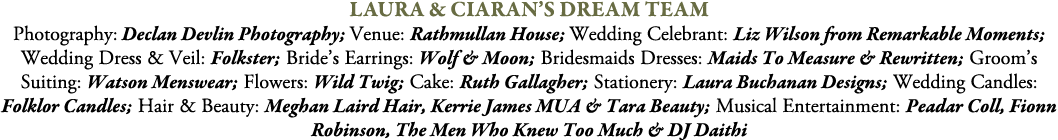 Laura & Ciaran’s Dream Team Photography: Declan Devlin Photography; Venue: Rathmullan House; Wedding Celebrant: Liz W...