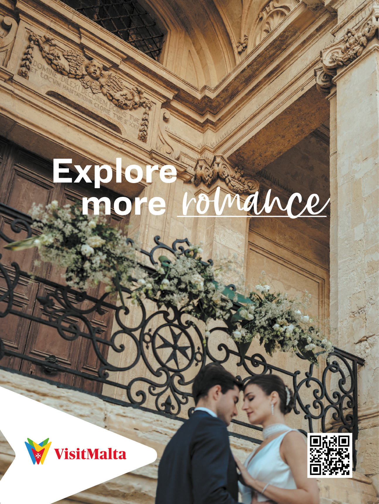 A man and woman standing in front of a building. Description generated by AI