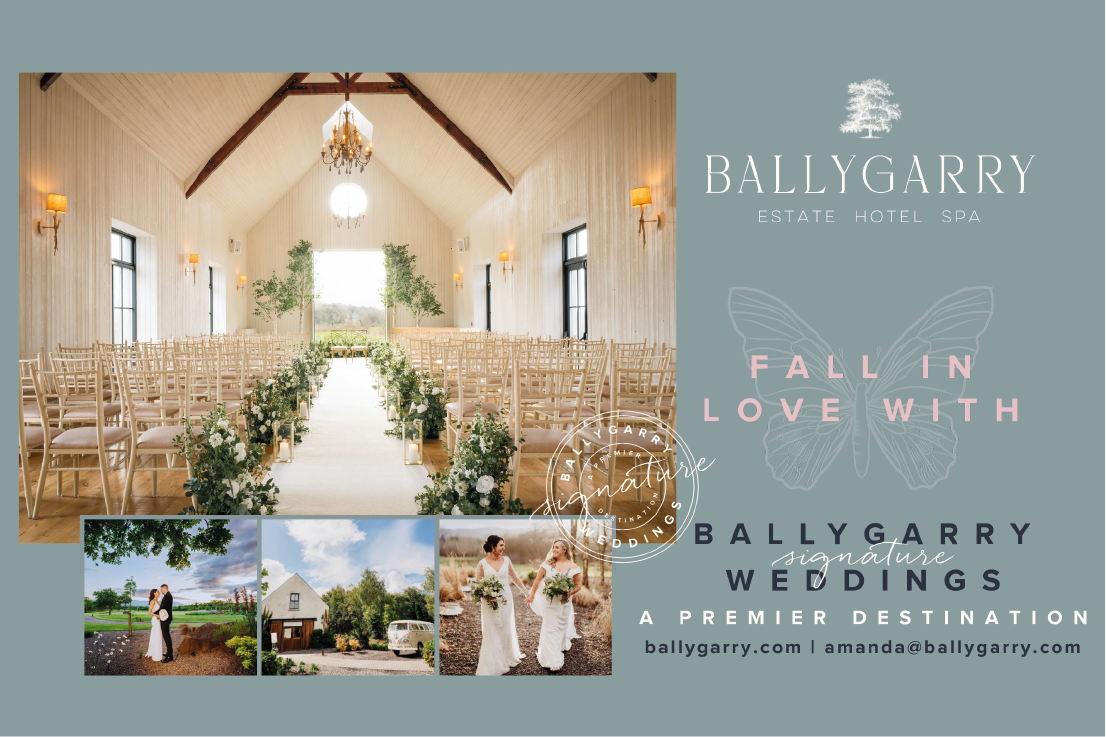 A banner advertising weddings by Ballgary. Description generated by AI