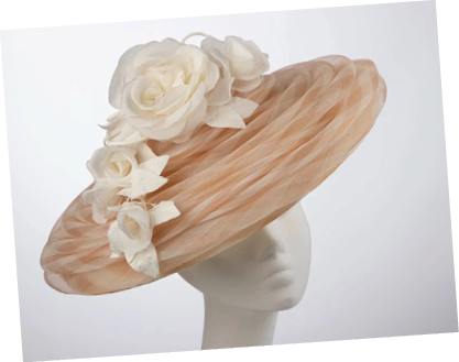 A hat with a flower on it. Description generated by AI