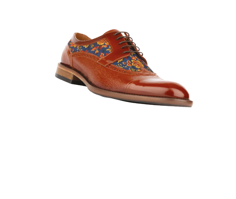 A brown shoe with a pattern on it. Description generated by AI