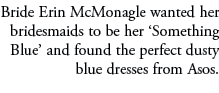 Bride Erin McMonagle wanted her bridesmaids to be her ‘Something Blue’ and found the perfect dusty blue dresses from ...