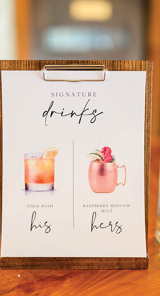 Cocktail Menu for a Texas Wedding