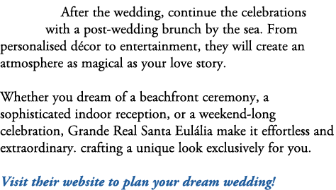 After the wedding, continue the celebrations with a post wedding brunch by the sea. From personalised d cor to entert...