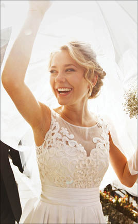 caucasian happy romantic young couple celebrating their marriage