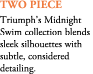 Two Piece Triumph’s Midnight Swim collection blends sleek silhouettes with subtle, considered detailing.