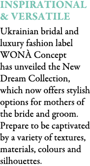 Inspirational & Versatile Ukrainian bridal and luxury fashion label WON Concept has unveiled the New Dream Collectio...