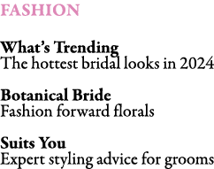 FASHION What’s Trending The hottest bridal looks in 2024 Botanical Bride Fashion forward florals Suits You Expert st...