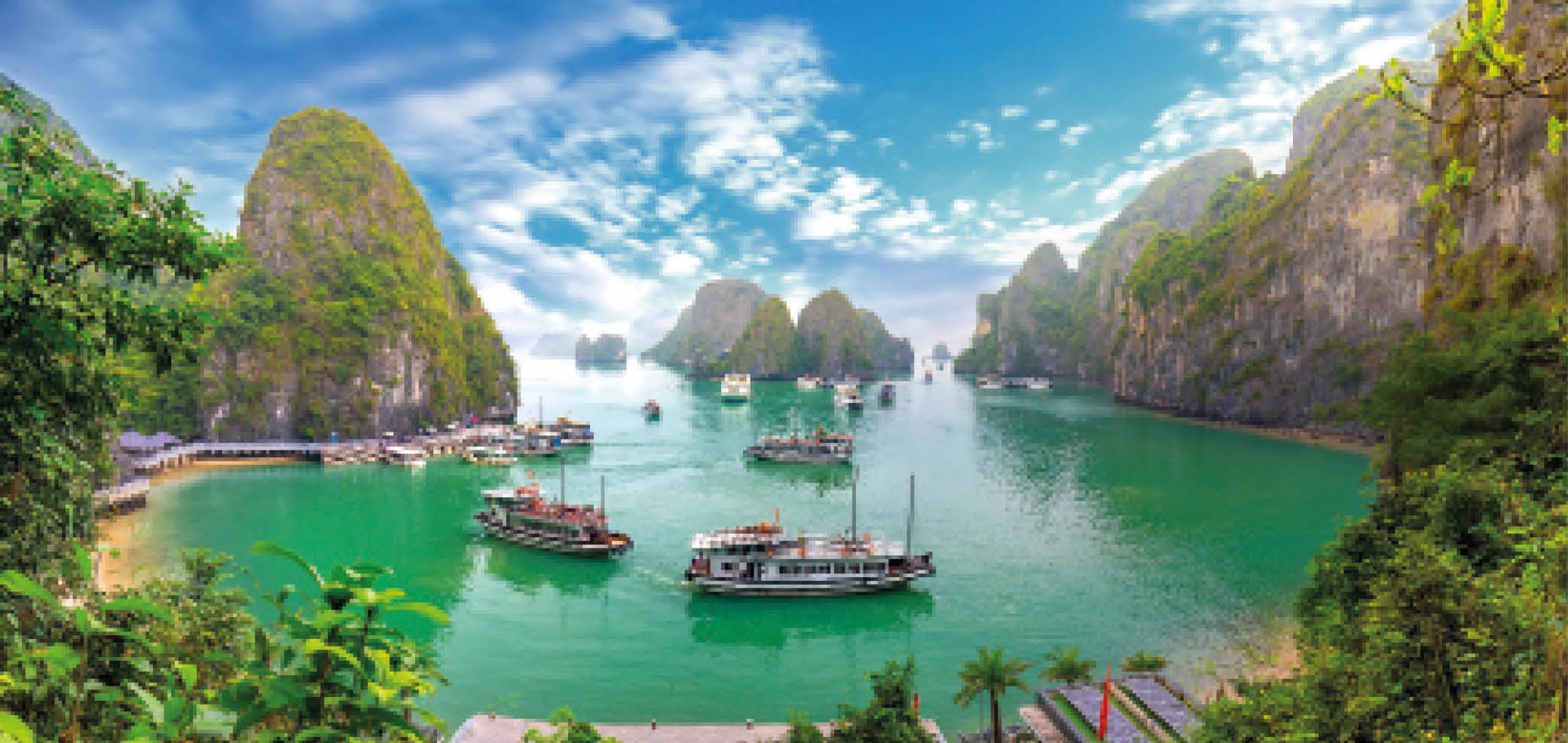 Beautiful landscape Halong Bay view from adove the Bo Hon Island. Halong Bay is the UNESCO World Heritage Site, it is a beautiful natural wonder in northern Vietnam