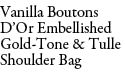 Vanilla Boutons D’Or Embellished Gold-Tone & Tulle Shoulder Bag