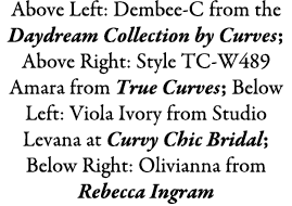 Above Left: Dembee C from the Daydream Collection by Curves; Above Right: Style TC W489 Amara from True Curves; Below...