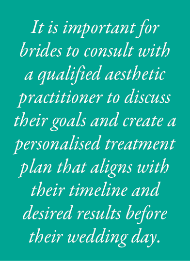 It is important for brides to consult with a qualified aesthetic practitioner to discuss their goals and create a per...