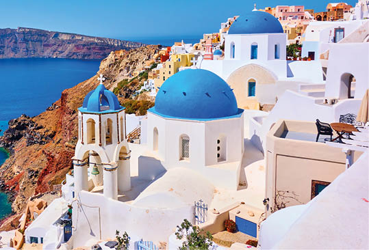 View of Oia town in Santorini island in Greece -- Greek landscape
