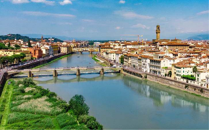 Drone View of the City of Florence (Firenze)