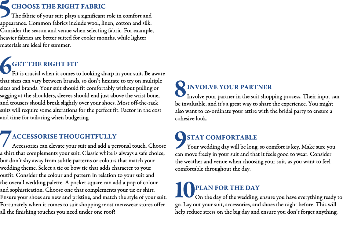 5Choose the Right Fabric The fabric of your suit plays a significant role in comfort and appearance. Common fabrics i...