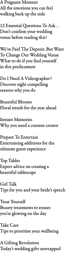 A Poignant Moment All the emotions you can feel walking back up the aisle 12 Essential Questions To Ask… Don’t confir...