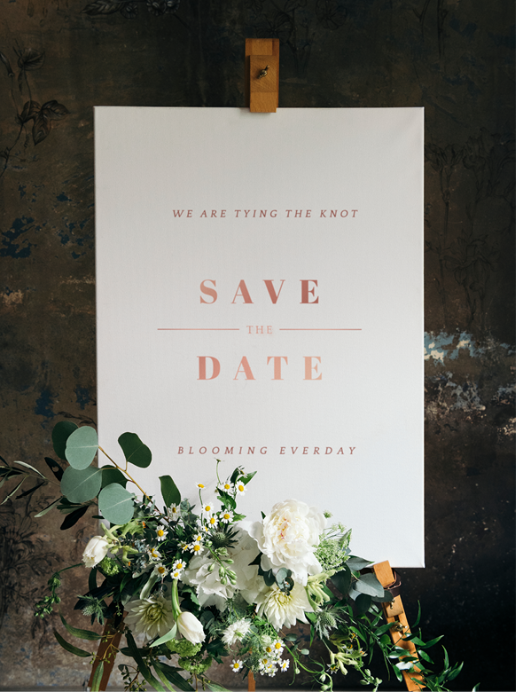 Wedding poster mockup with beautiful white flowers