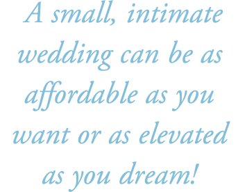  A small, intimate wedding can be as affordable as you want or as elevated as you dream!