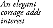 An elegant corsage adds interest