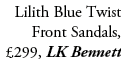 Lilith Blue Twist Front Sandals, £299, LK Bennett