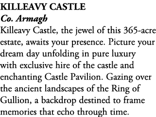 Killeavy Castle Co. Armagh Killeavy Castle, the jewel of this 365 acre estate, awaits your presence. Picture your dre...