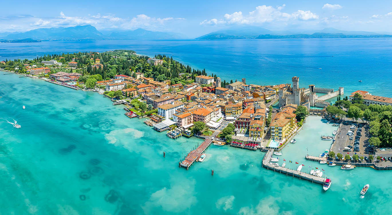 Landscape with Sirmione town, Garda Lake, Italy