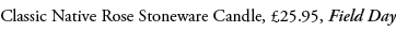 Classic Native Rose Stoneware Candle, £25.95, Field Day