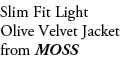 Slim Fit Light Olive Velvet Jacket from MOSS