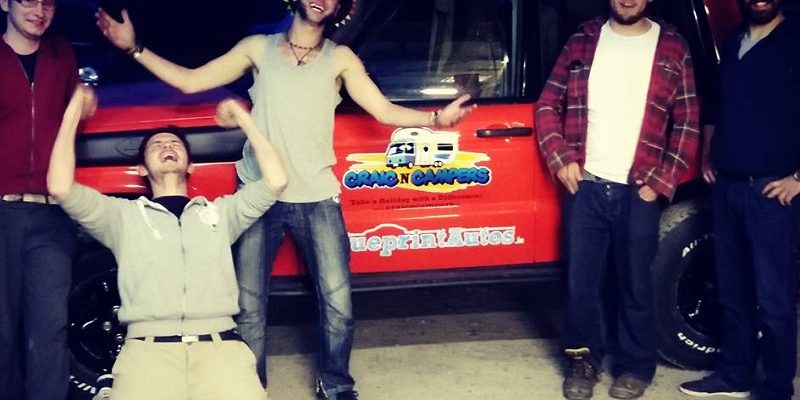 men and a jeep