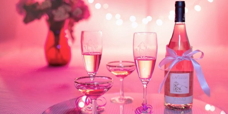 pink wine and glasses