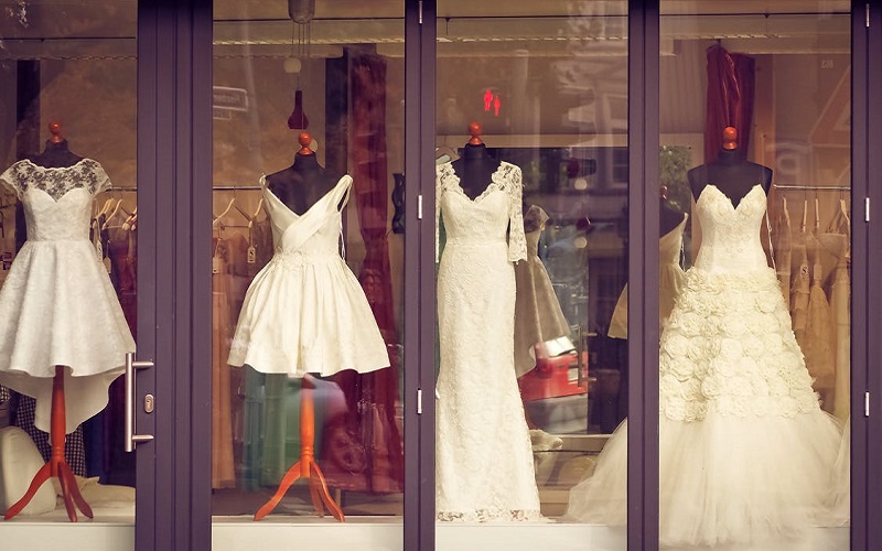 dresses in window
