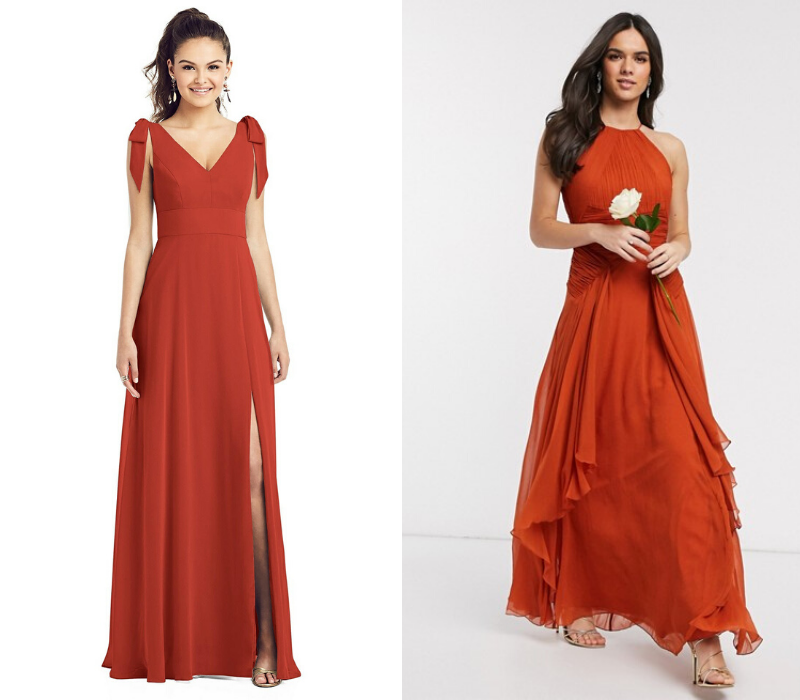 Burnt-Orange-Wedding-Theme-Bridesmaid-Dresses