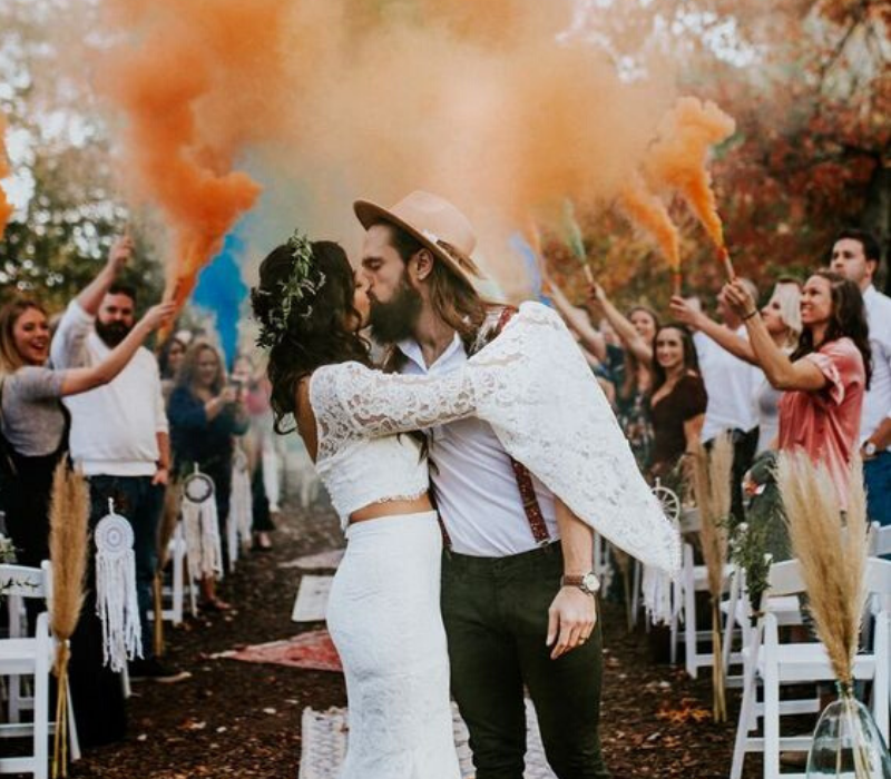 Burnt-Orange-Wedding-Theme-Smoke-Bomb