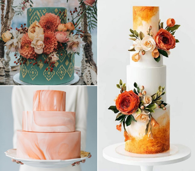 Burnt-Orange-Wedding-Theme-Wedding-Cake