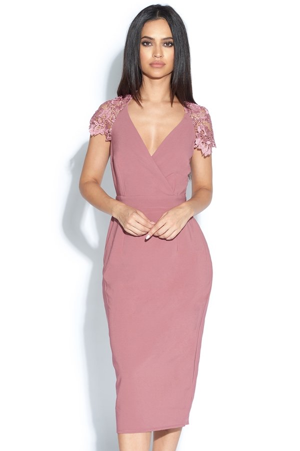 dusky pink midi dress