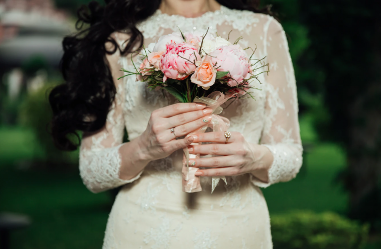 bride with flowers