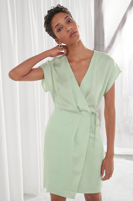 green wrap dress