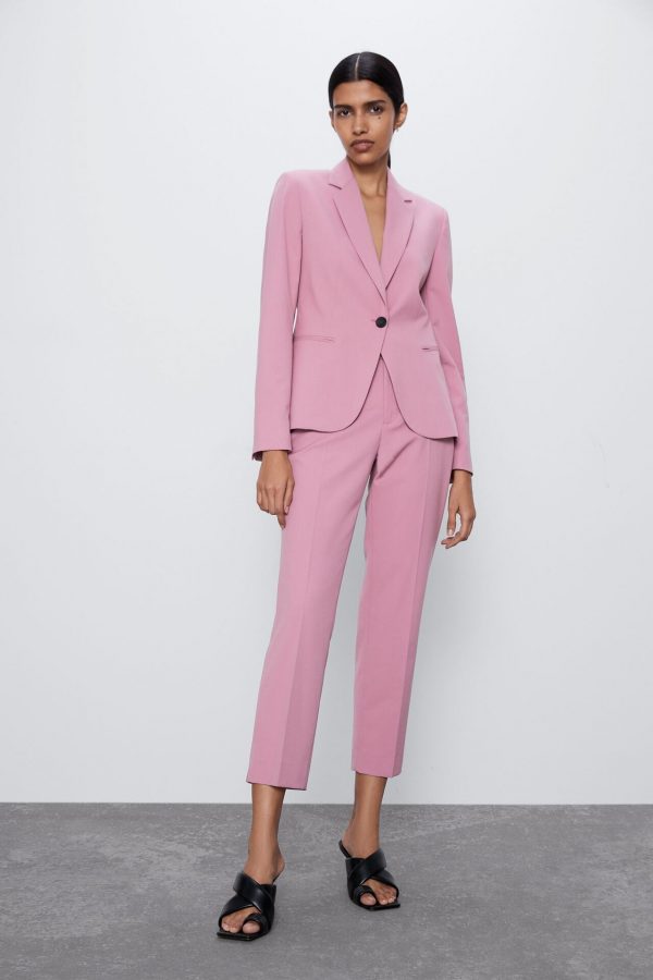 pink tailored suit