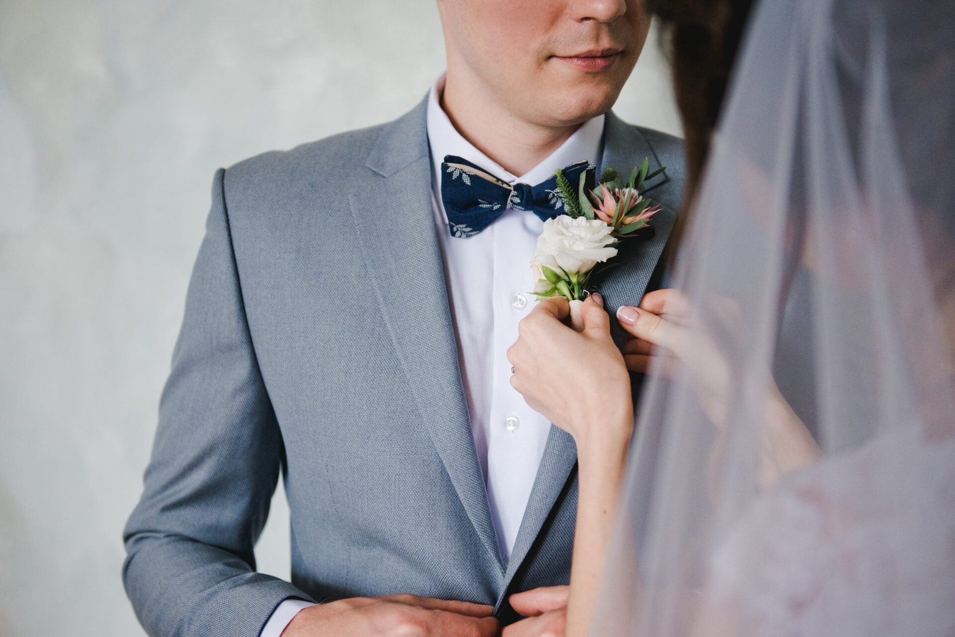 Groom in blue suit