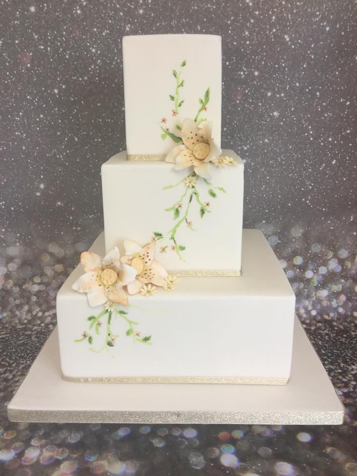 3 tier Square wedding cake - Decorated Cake by Stef and - CakesDecor