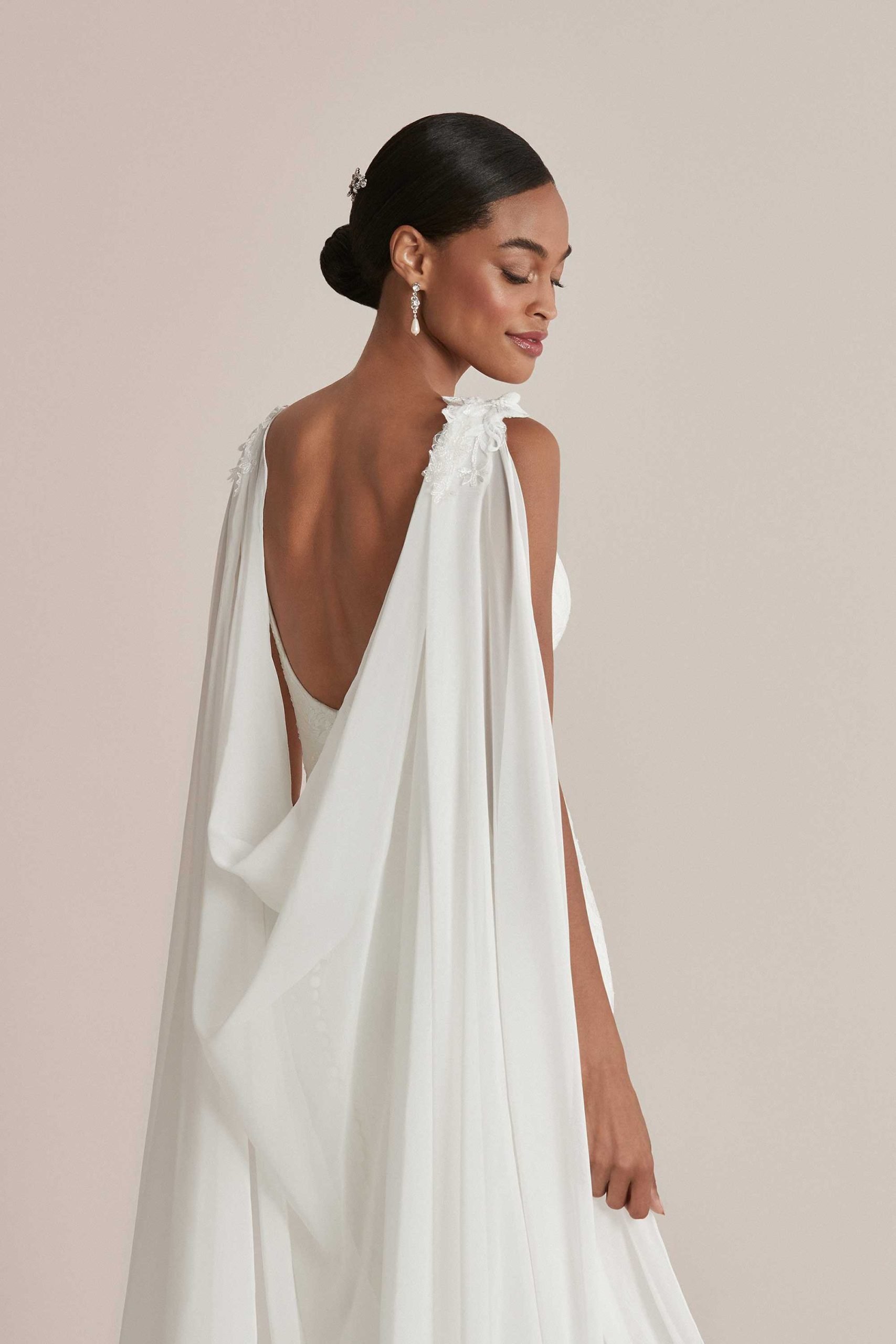 cowl back wedding dress