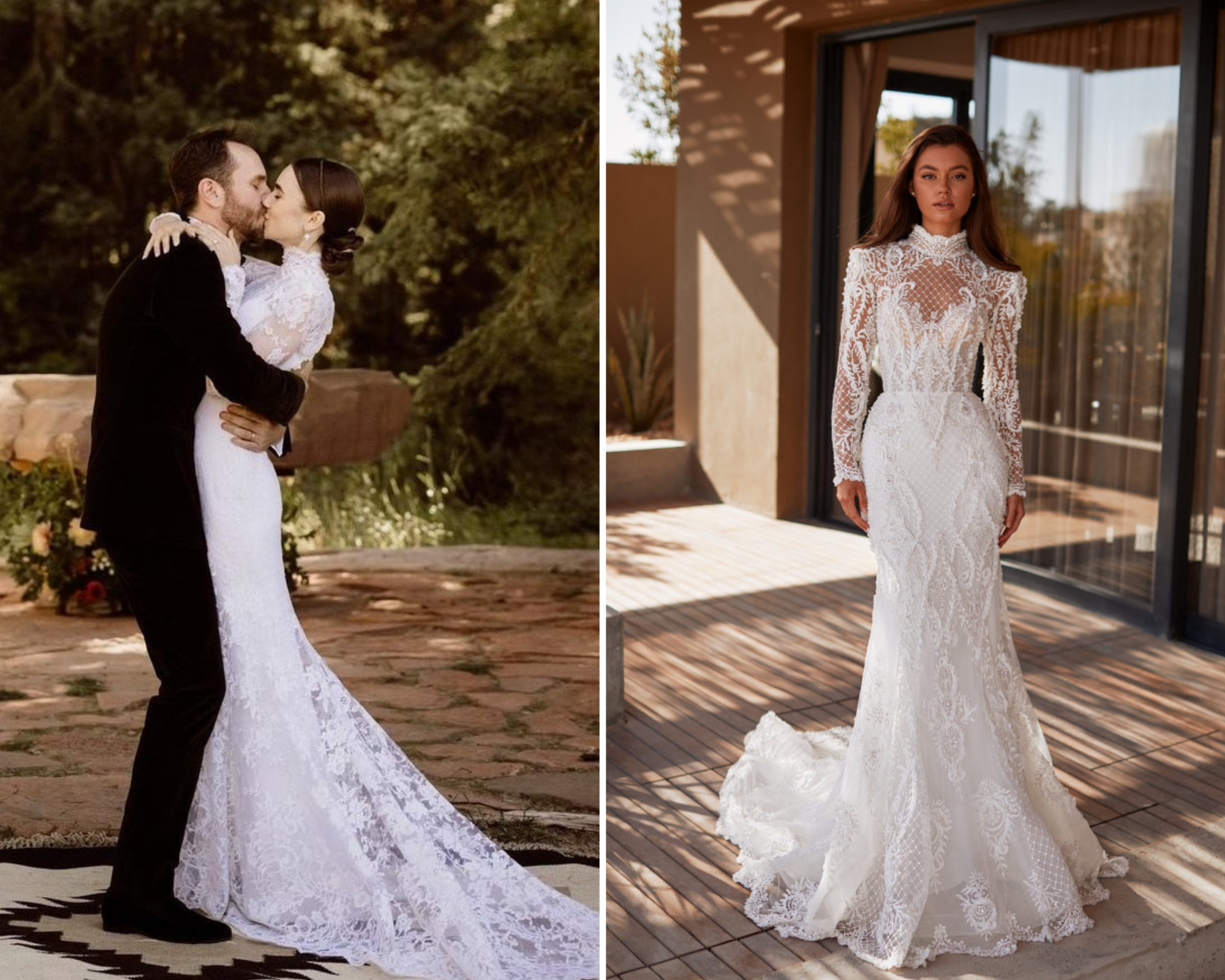 Get The Look: 9 Sleeve Wedding Dresses Inspired by Lily Collins Vintage  Bridal Look - Wedding Journal
