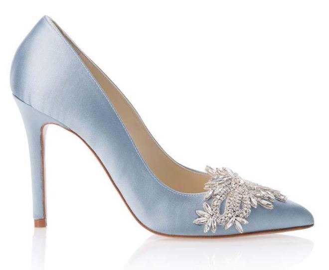 A closeup of the Celine Blue shoe by Freya Rose.