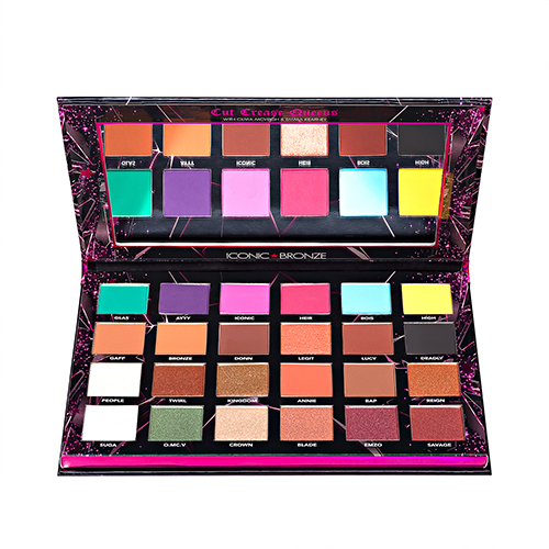This image shows the colourful 24 shade eyeshadow palette from the Cut Crease Queens Collection.