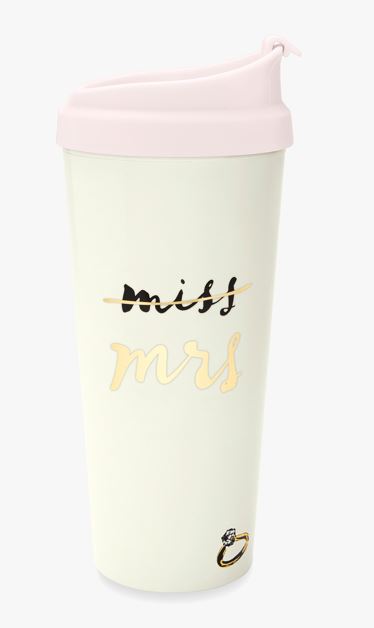 Miss to Mrs thermal cup. Feature in the 8 Of The Best Engagement Gifts For Any Couple article.