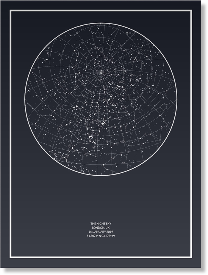 The Night Sky star map. Featured in the 8 Of The Best Engagement Gifts For Any Couple article.