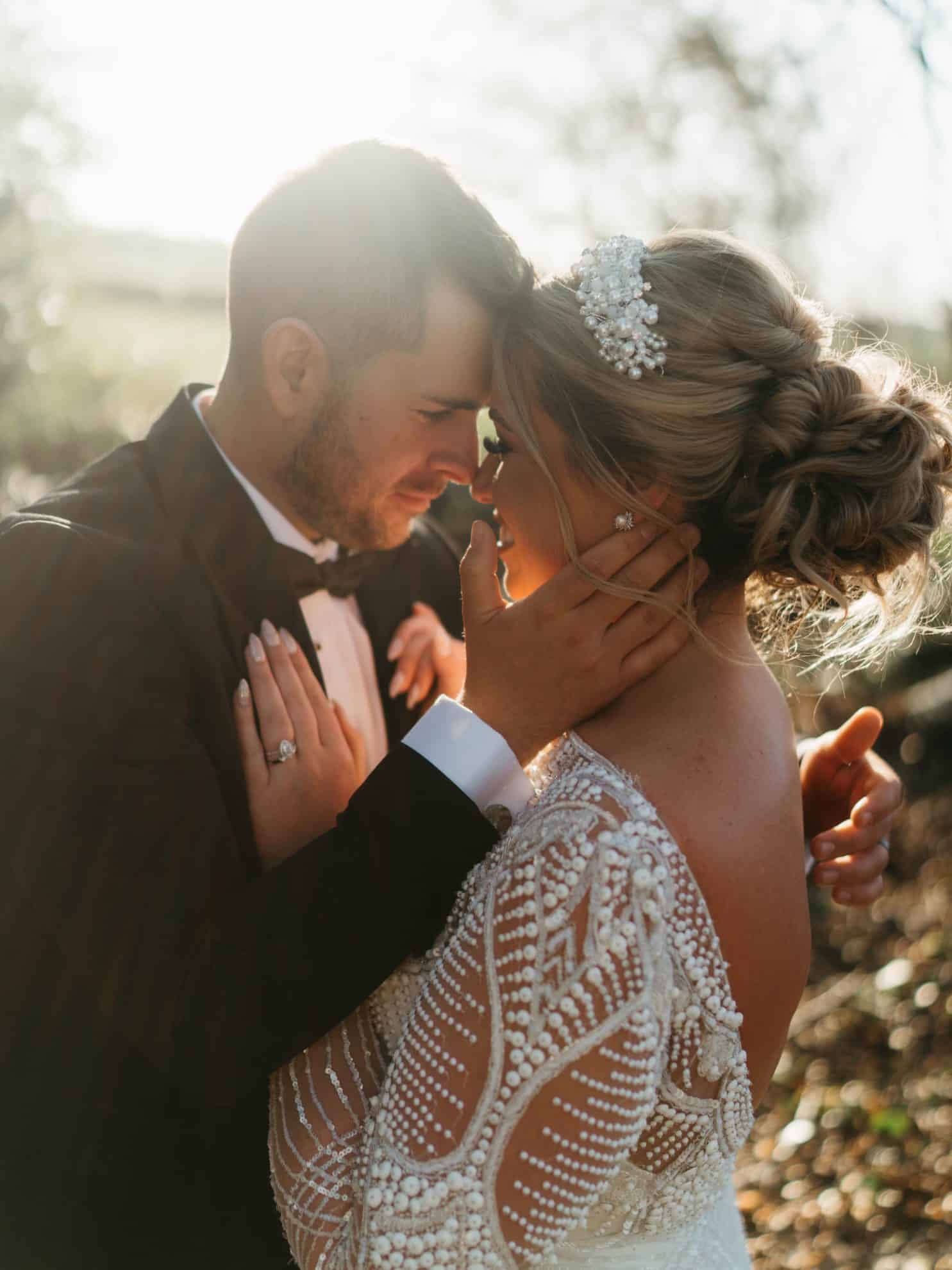 Pet Friendly Wedding close up of bride and groom