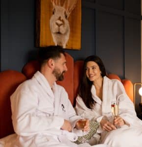 Couple in room at Rabbit Hotel & retreat