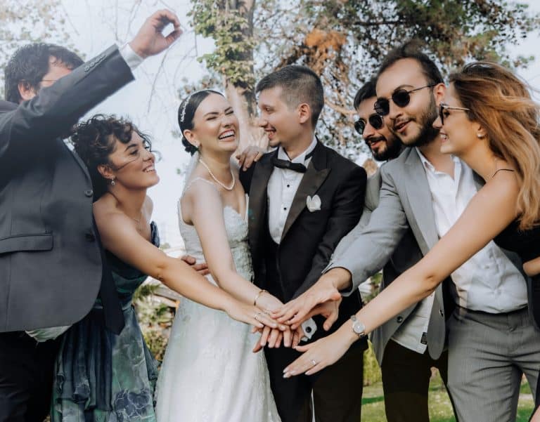 Bride and Groom enjoying themselves with their guests
